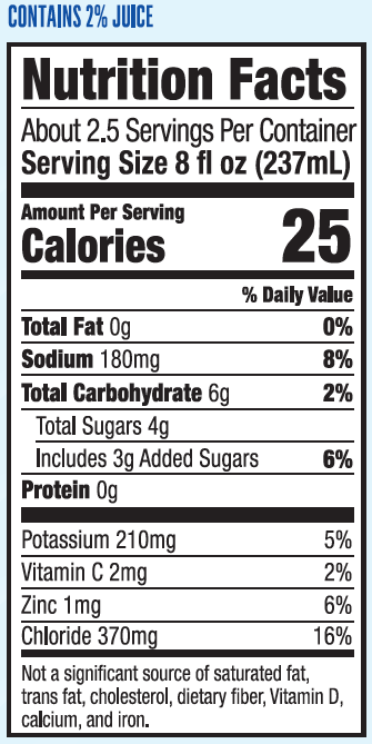 Elderberry Apple Berry Lyte Nutrition Facts